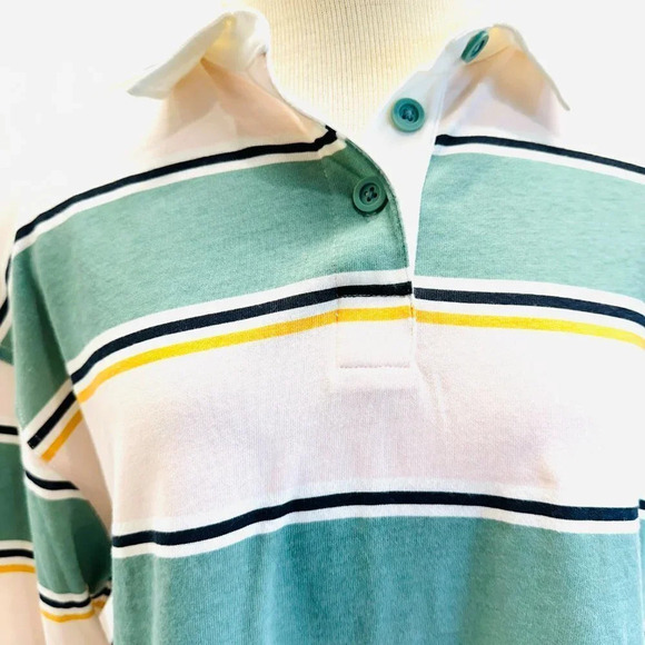 NWT SO Juniors Long Sleeve Pullover Collared Neck Striped Green Shirt Size XL - Picture 4 of 12